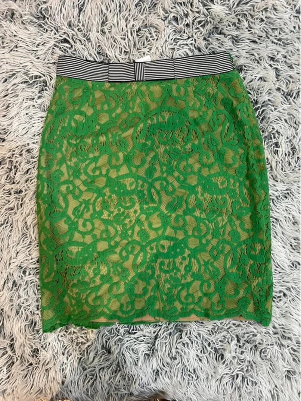 Esley Green Lace Pencil Skirt Size Small Nude Lined